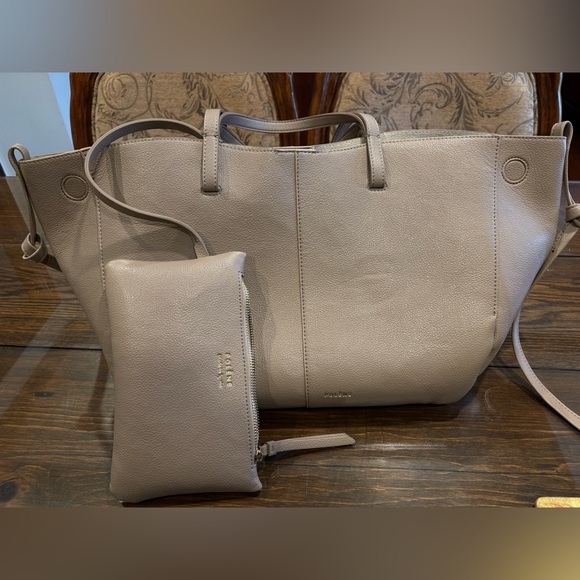 Polene Cyme Textured Taupe Leather Tote - Picture 2 of 16